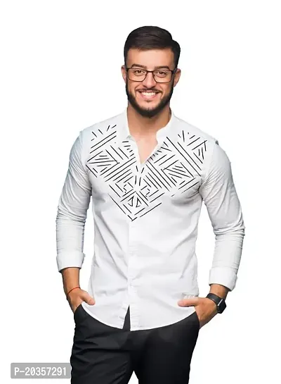 SARAAI Men's Cotton Blend Full Sleeve Slim Fit Shirt|Stylish Casual Wear Shirt for Mens