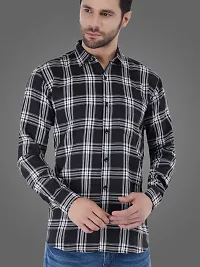 Stylish Cotton Blend Checked Casual Shirt for Men-thumb2