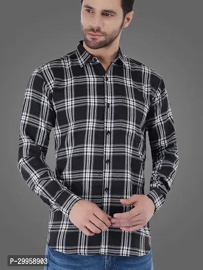 Stylish Cotton Blend Checked Casual Shirt for Men-thumb3