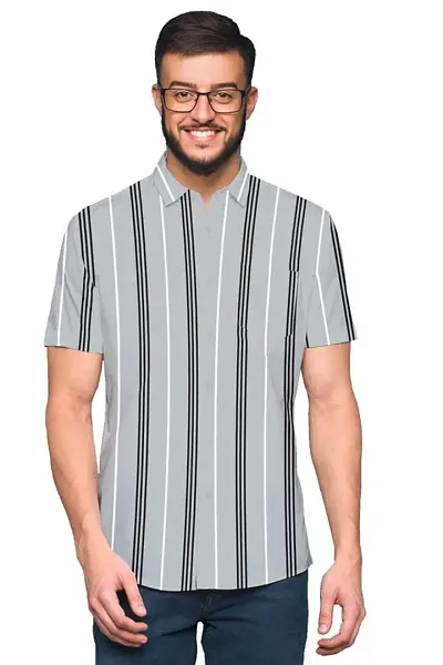 SARAAI Men's Striped Slim fit Shirt | Half Sleeve Shirt for Men