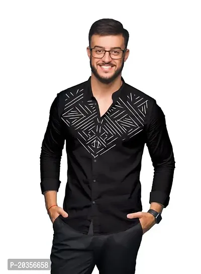 SARAAI Men's Cotton Blend Full Sleeve Slim Fit Shirt|Stylish Casual Wear Shirt for Mens-thumb0