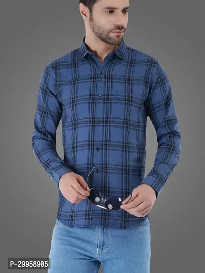 Stylish Cotton Blend Checked Casual Shirt for Men-thumb4