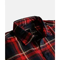 SARAAI Men Slim fit Casual Checkered Shirt (38, Navy Blue)-thumb3