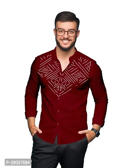 SARAAI Men's Cotton Blend Full Sleeve Slim Fit Shirt|Stylish Casual Wear Shirt for Mens