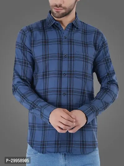 Stylish Cotton Blend Checked Casual Shirt for Men-thumb3