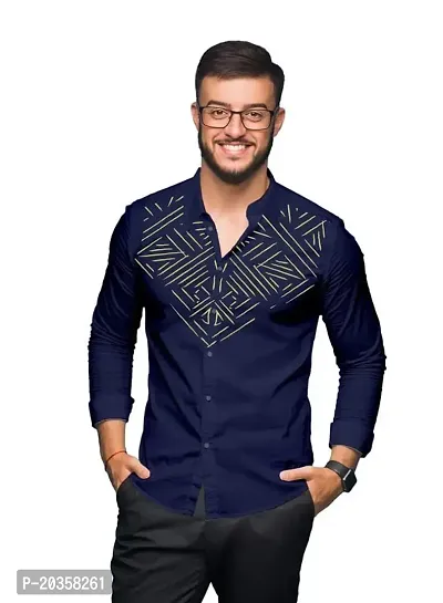 SARAAI Men's Cotton Blend Full Sleeve Slim Fit Shirt|Stylish Casual Wear Shirt for Mens