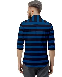 SARAAI Men's Striped Slim fit Shirt (38, Royal Blue)-thumb1