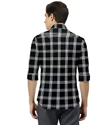 SARAAI Men Slim fit Casual Checkered Shirt (40, Black)-thumb1