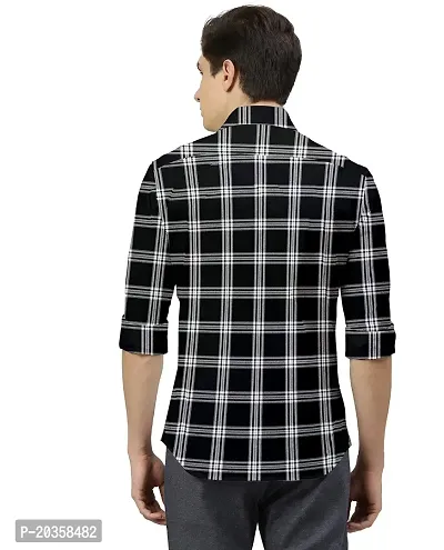 SARAAI Men Slim fit Casual Checkered Shirt (40, Black)-thumb2