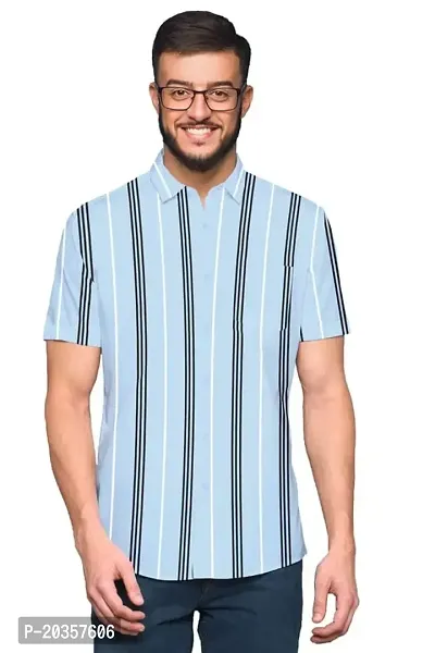 SARAAI Men's Striped Slim fit Shirt | Half Sleeve Shirt for Men
