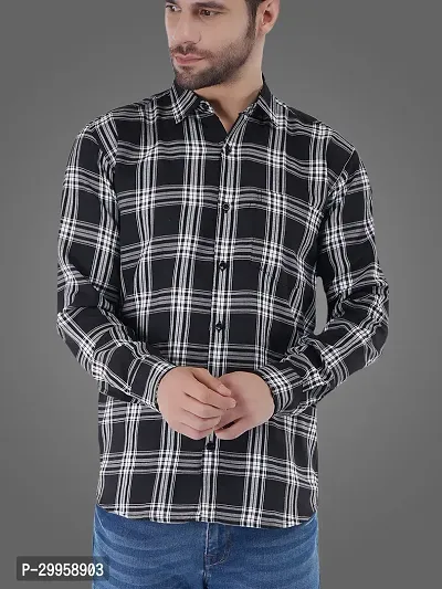 Stylish Cotton Blend Checked Casual Shirt for Men-thumb0