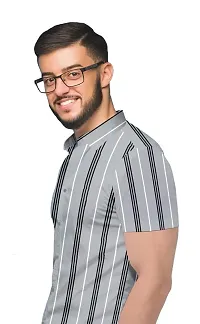 SARAAI Men's Striped Slim fit Shirt | Half Sleeve Shirt for Men-thumb1