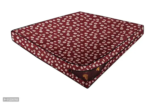 The Furnishing Tree Polyester Waterproof Single Size 36X75X5 inches (WxLxH) Zippered Mattress Cover Brick Red Floral-thumb2