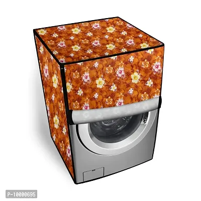 The Furnishing Tree PVC Washing Machine Cover Front Load LG 6.5 kg Inverter FHT1065SNW.ABWPEIL Floral Pattern Orange