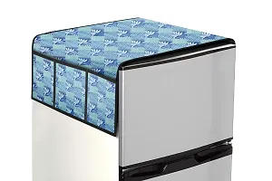 The Furnishing Tree Waterproof Fridge Top Cover with 6 pockets LxW 22x39 Inch Surface Pattern Blue, Wipeable-thumb1