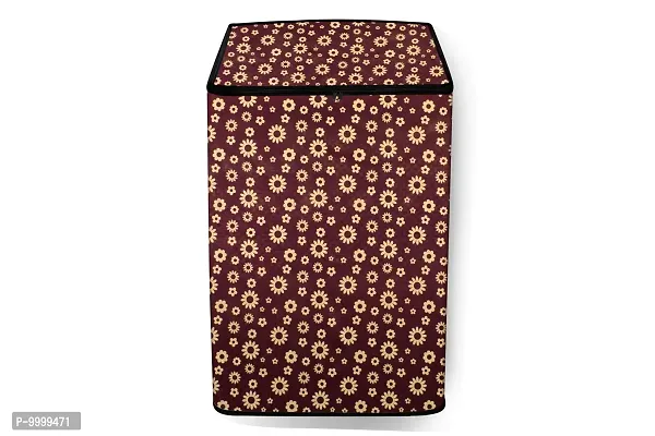 The Furnishing Tree PVC Washing Machine Cover Fully Automatic Whirlpool 9.5 kg Top Load 360 Degree Bloomwash Pro HS 9.5 Floral Pattern Coffee