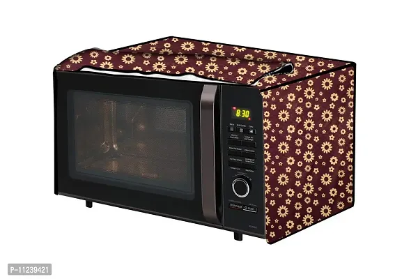 The Furnishing Tree Microwave Oven Cover for Samsung 23 L Grill MG23F301TCK Floral Pattern Coffee