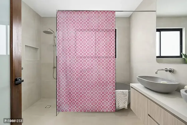 The Furnishing Tree Shower Curtains 7 feet Height 4.5 feet Width Pink Color Geometric Pattern with 8 Hooks-thumb0