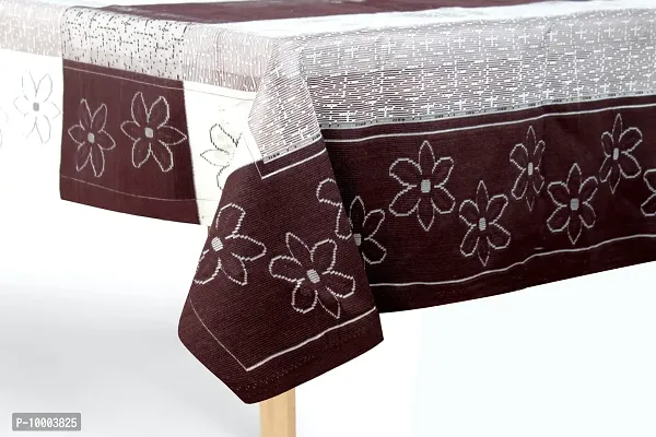 The Furnishing Tree 100 % Cotton Table Cover Floral Pattern for 6 Seater Table (60x90 inches) Cream & Brown Color-thumb5