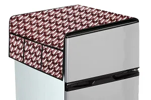 The Furnishing Tree Waterproof Fridge Top Cover with 6 pockets LxW 22x39 Inch Symmetric Pattern Maroon, Wipeable-thumb4