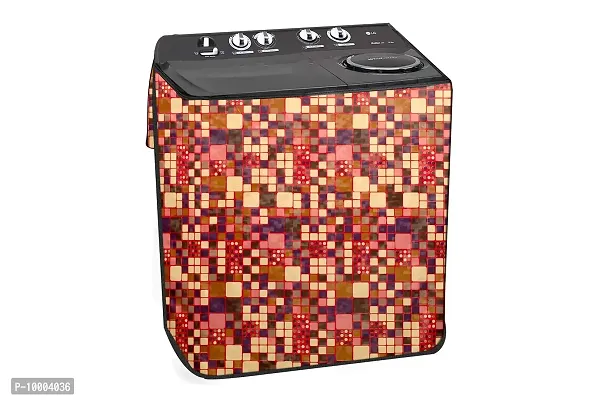 The Furnishing Tree Washing Machine Cover Abstract Pattern Brown Compatible for Whirlpool 11 Kg Semi-Automatic Top Loading Ace XL-thumb0