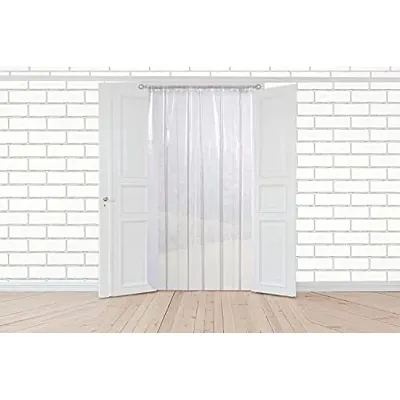The Furnishing Tree 0.15mm PVC AC Transparent Curtain - (4.5 X 7 Ft) Or (54 X 84 Inches) Set of Two