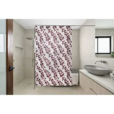 The Furnishing Tree Shower Curtains 7 feet Height 4.5 feet Width Brown Color String of Leaves Pattern with 8 Hooks