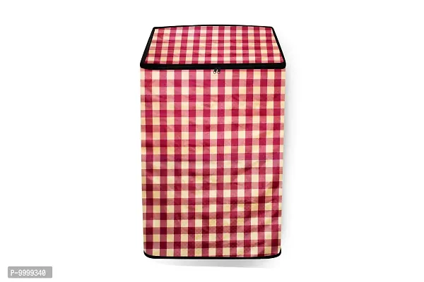 The Furnishing Tree PVC Washing Machine Cover Fully Automatic Whirlpool 7.5 kg Top Load 360 Degree Bloomwash Pro Heater 7.5 Plaid Pattern Mehroon