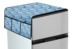 The Furnishing Tree Waterproof Fridge Top Cover with 6 pockets LxW 22x39 Inch Surface Pattern Blue, Wipeable-thumb4