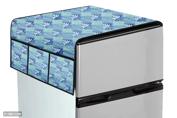 The Furnishing Tree Waterproof Fridge Top Cover with 6 pockets LxW 22x39 Inch Surface Pattern Blue, Wipeable-thumb5