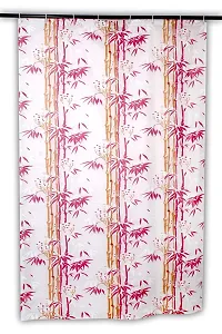 The Furnishing Tree Shower Curtains 7 feet Height 4.5 feet Width Pink Color Bamboo Branches Pattern with 8 Hooks-thumb2