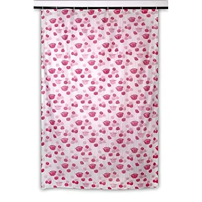 The Furnishing Tree Shower Curtains 7 feet Height 4.5 feet Width Pink Color Floral Pattern Set of Two with 16 Hooks