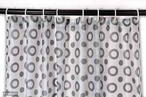 The Furnishing Tree Shower Curtains 7 feet Height 4.5 feet Width Grey Color Geometric Pattern with 8 Hooks-thumb5