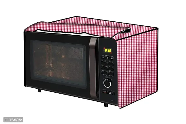 The Furnishing Tree Microwave Oven Cover for Whirlpool 25L Crisp STEAM Conv. MW Oven-MS Pin Check Pattern Pink-thumb0