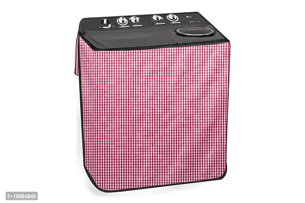 The Furnishing Tree Washing Machine Cover Pin Check Pattern Pink Compatible for Whirlpool 6Kg Semi-Automatic Top Loading Superb Atom-thumb0