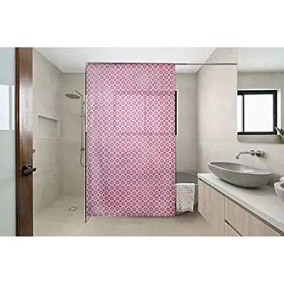 The Furnishing Tree Shower Curtains 7 feet Height 4.5 feet Width Pink Color Geometric Pattern Set of Two with 16 Hooks