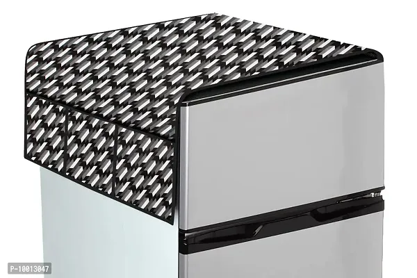 The Furnishing Tree Waterproof Fridge Top Cover with 6 pockets LxW 22x39 Inch Symmetric Pattern Black, Wipeable-thumb5