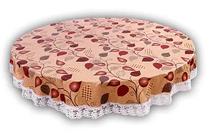 The Furnishing Tree Round Shaped 6 Seater Table Cover WxL 72x72 inches with White Border lace-thumb1