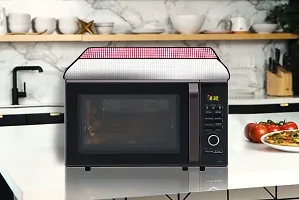 The Furnishing Tree Microwave Oven Cover for Whirlpool 25L Crisp STEAM Conv. MW Oven-MS Pin Check Pattern Pink-thumb1
