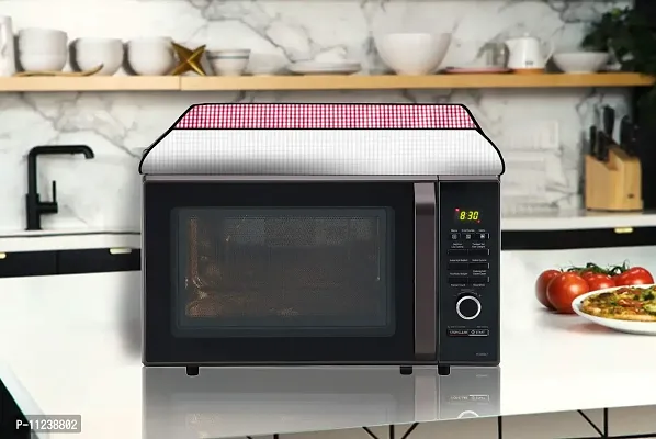 The Furnishing Tree Microwave Oven Cover for Whirlpool 25L Crisp STEAM Conv. MW Oven-MS Pin Check Pattern Pink-thumb2