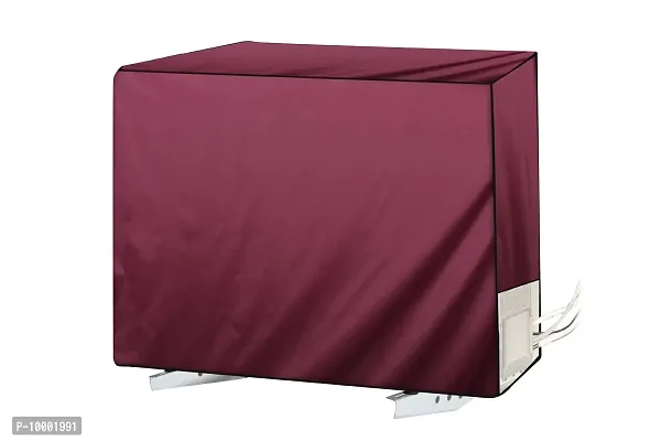 The Furnishing Tree Split AC cover for indoor and outdoor unit of 1.5 ton waterproof and dustproof Maroon and Yellow different check pattern-thumb5