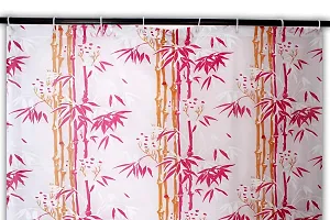 The Furnishing Tree Shower Curtains 7 feet Height 4.5 feet Width Pink Color Bamboo Branches Pattern with 8 Hooks-thumb1