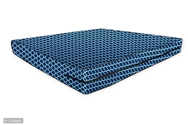 The Furnishing Tree Polyester Waterproof Small King Size 72x72X4 inches (WxLxH) Zippered Mattress Cover Check Blue-thumb3