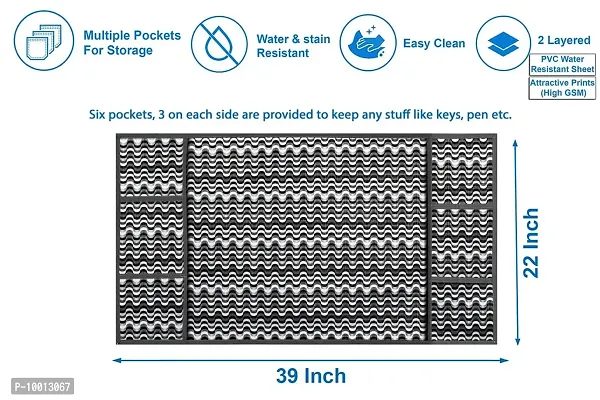 The Furnishing Tree Waterproof Fridge Top Cover with 6 pockets LxW 22x39 Inch Symmetric Pattern Grey, Wipeable-thumb4