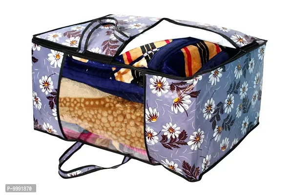 The Furnishing Tree Blanket Bag/Storage Bag/Quilt Bag Large Size Floral Pattern Blueish Grey-thumb5