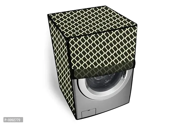 The Furnishing Tree Washer Dryer Cover for Voltas Beko 8 Kg/5kg WWD80S Waterproof Dark Brown Color Check Pattern