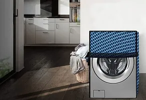 The Furnishing Tree Washer Dryer Cover for Voltas Beko 8 Kg/5kg WWD80S Waterproof Blue Color Check Pattern-thumb1