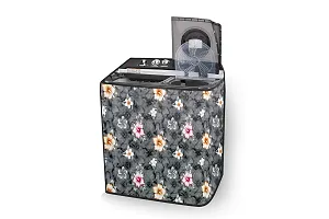 The Furnishing Tree Washing Machine Cover Floral Grey Compatible for GODREJ 9KG Semi-Automatic Top Loading WSEDGE PRO 90 5.0 PB3 M LISP-thumb2