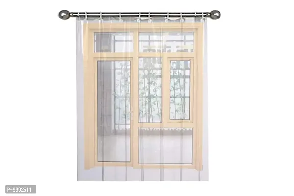 The Furnishing Tree Transparent AC Curtain - 4.5 feet Length, 6 feet 0.30mm Thickness with 16 Hooks - Set of 2-thumb2