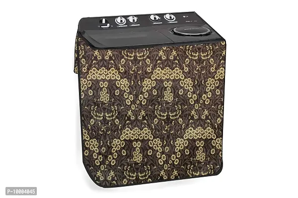 The Furnishing Tree Washing Machine Cover Florals Pattern Brown Compatible for Whirlpool 7Kg Semi-Automatic Top Loading Superb Atom